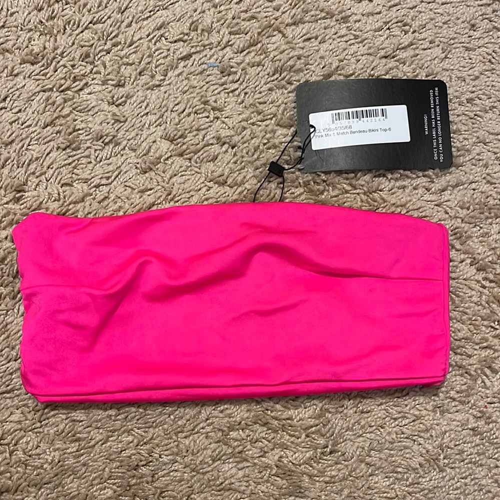 Pretty Little Thing hot pink bandeau bikini top